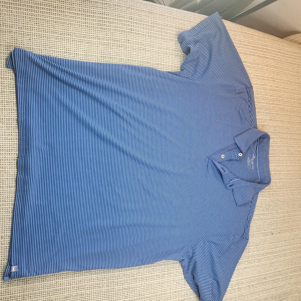 Peter Millar Polo Shirt Mens XL Blue Stripe Seaside Tagless Short Sleeve Casual